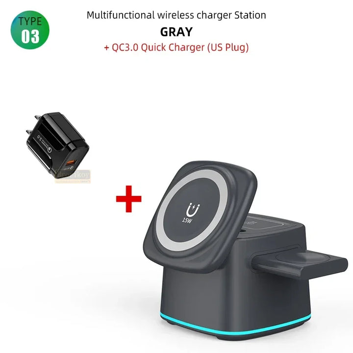 3-in-1 Magnetic Wireless Charger for Apple Devices - 15W Fast Chargetch 8 7 Airpods